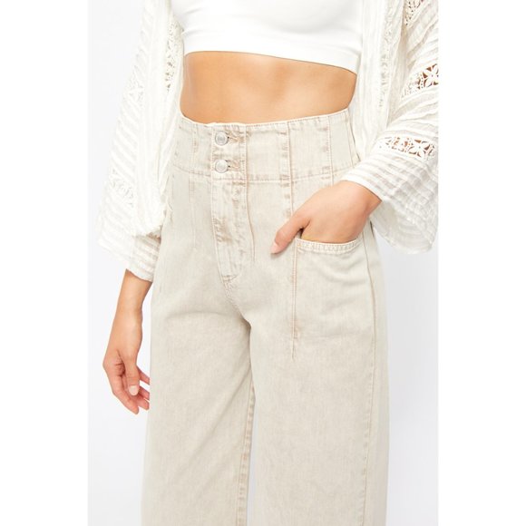 NWT Free People Midnight City Wide Leg / Pebble - Picture 4 of 7